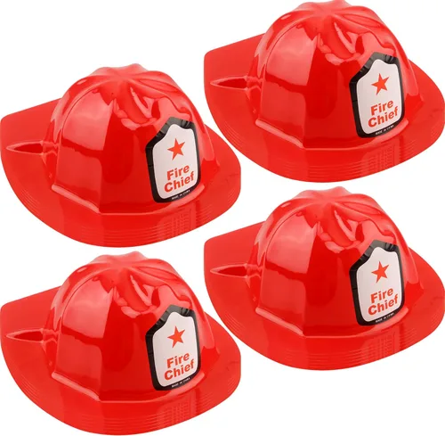 24/40/ 70 Pcs Fireman Hats Bulk Red Plastic Firefighter Helmets for Birthday Halloween Fireman Cosplay