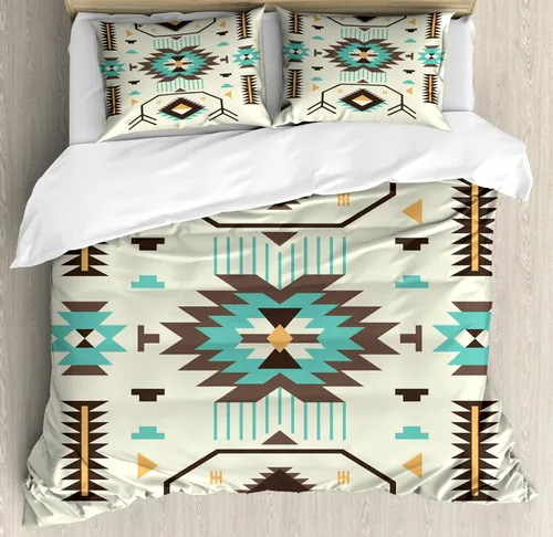 Vista 153 de Ambesonne Hawaii - Juego de funda de edredón de verano, palmeras y hojas exóticas de helecho, fondo colorido abstracto, juego de ropa de cama