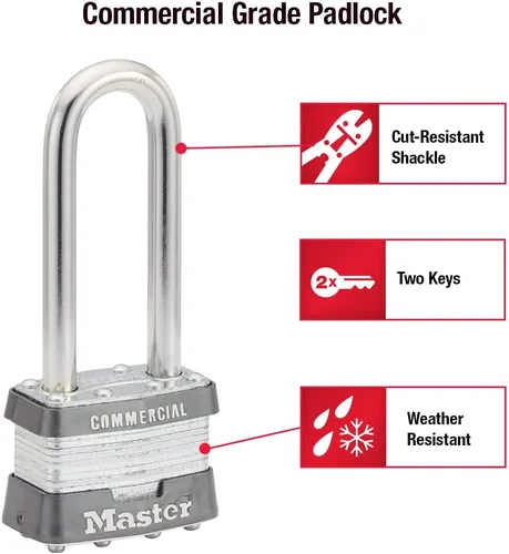 Vista 2 de Master Lock 1KALJ - Candado para exteriores con llave, plateado, 1LJ, 1 paquete
