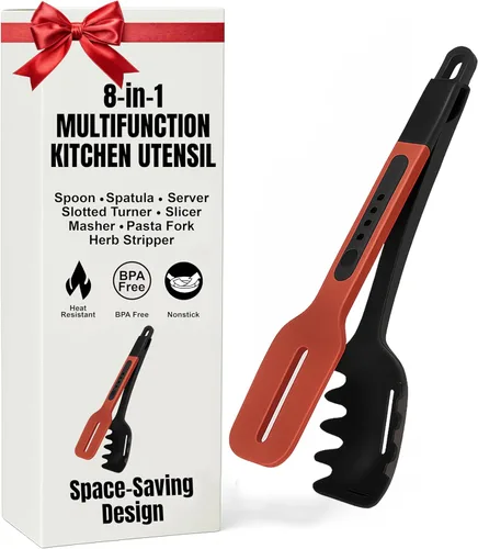 Espátula de silicona 8 en 1 para utensilios de cocina, espátula antiadherente resistente al calor, espátula ranurada, servidor, cortadora,