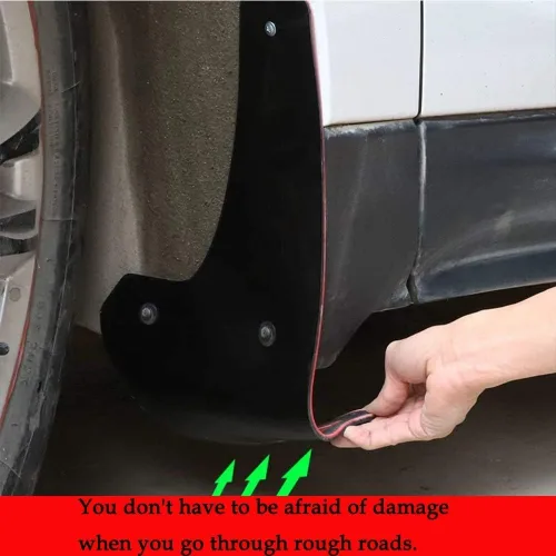 Vista 2 de 4 unids Material suave Automotriz Coche Flaps Universal Fit Negro Splash Guards Rubber Mud Guard No Collision Universal 43.5cm23cm0.2.0 in (LM)