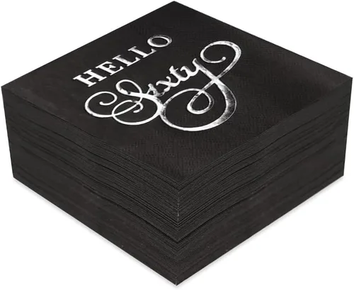 Vista 2 de Servilletas de papel desechables para fiesta de cumpleaños con lámina dorada, decoraciones de feliz cumpleaños, paquete de 100, servilletas de 3