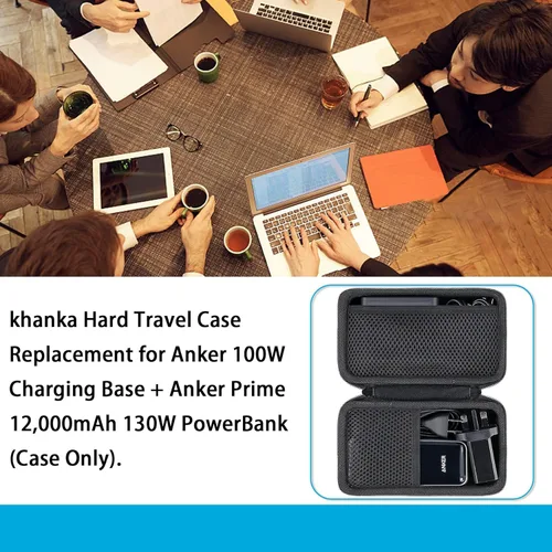 Vista 6 de khanka Funda de viaje rígida de repuesto para base de carga Anker de 100 W + batería externa Anker Prime de 12,000 mAh 130 W (solo funda).