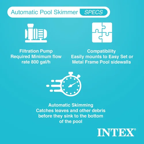 Vista 3 de Intex Desnatador automático de superficie de lujo incluido con kit de mantenimiento con aspiradora y poste, herramientas de limpieza de piscinas