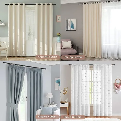 Vista 6 de Barras de cortina extralargas de 120 a 170 pulgadas, barra opaca resistente de 1 pulgada, barras de ventana de metal para puertas corredizas