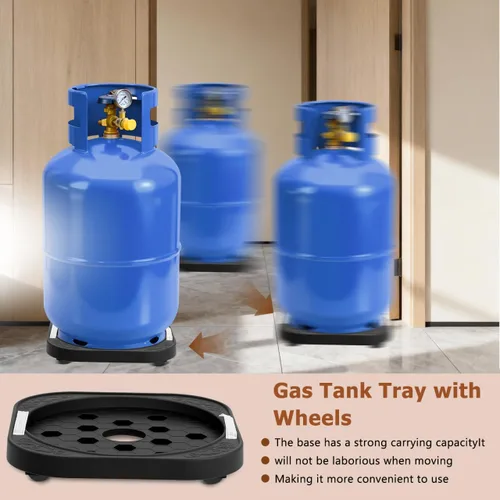 Vista 4 de HEMOTON Bandeja para tanque de gas, bandeja para tanque de propano, base de cilindro de propano, cilindro de gas, estante fijo, plataforma de tanque