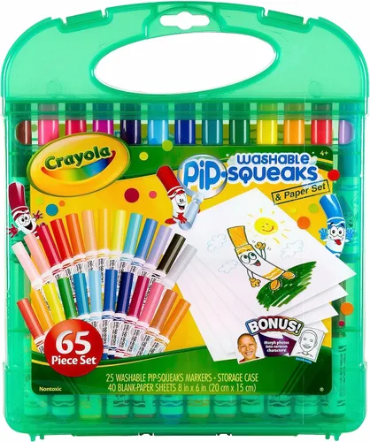 Crayola Pip-Squeaks - Juego de marcadores lavables (65 unidades), regalos de vacaciones y Navidad para niños, juego de colorear, suministros de arte