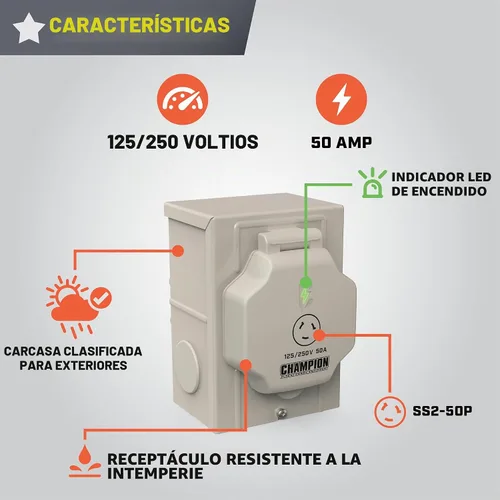 Vista 2 de Champion Power Equipment 50A 125/250V Caja de entrada de alimentación