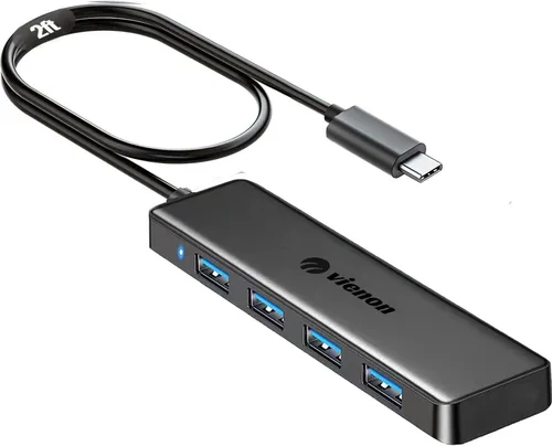Vista 9 de Hub USB, VIENON Hub USB de 4 Puertos USB 3.0 Hub USB Divisor Expansor USB para Portátil, Xbox, PS4/5, Unidad Flash, Disco Duro, Consola, Impresora