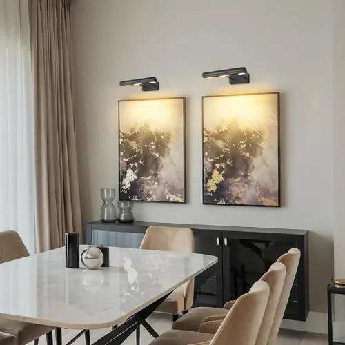 Vista 5 de Luz de Imagen Negra, Luces de Imagen de 18 Pulgadas Cableadas, Luces de Imagen Rotativas para Pared, Luces de Marco de Imagen para Cuadros, Luz