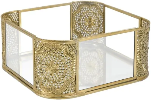 Vista 10 de Serene Spaces Living Portavelas de cristal hexagonal dorado, tamaño pequeño, mide 4 pulgadas de alto Hexágono de 4