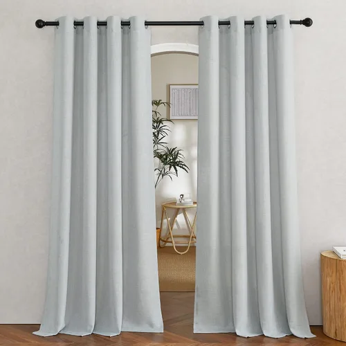Vista 48 de NICETOWN Cortinas semitraslúcidas para ventana de cocina con ojales, 29 pulgadas de ancho x 24 pulgadas de largo, color blanco, cortinas