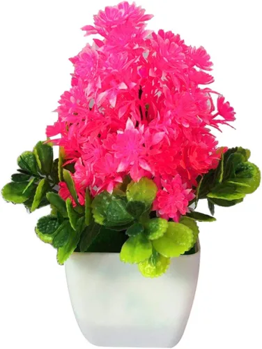 Vista 7 de Plantas artificiales, flores falsas, planta de pino artificial, 1 pieza de flor artificial de plástico en maceta, bonsái para sala de estar, jardín