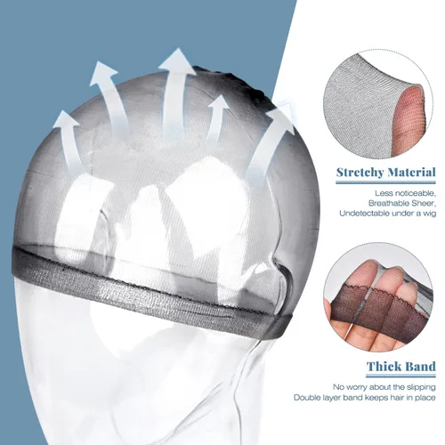 Vista 3 de IKOCO - Gorra de peluca HD, 8 piezas, transparente, con encaje frontal, ultra fina, color negro