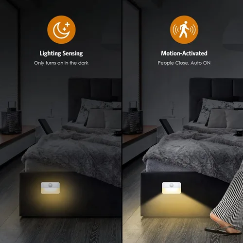 Vista 2 de Paquete de 2: luz nocturna con sensor de movimiento, luces adhesivas con sensor de movimiento para interiores, luces de cocina para debajo
