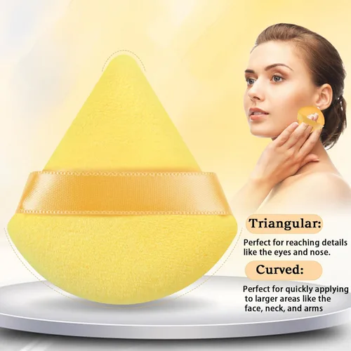 Vista 17 de Pimoys 6 esponjas de maquillaje de terciopelo para polvo suelto y triángulo suave para rostro, color negro