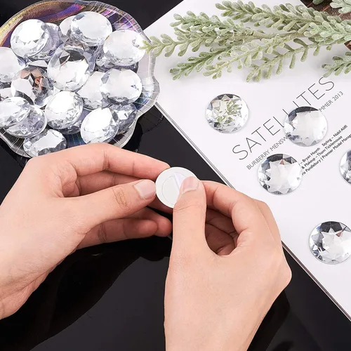 Vista 5 de FINGERINSPIRE Diamantes de imitación acrílicos transparentes con parte trasera plana, redondas y lágrimas, gemas circulares de cristal brillantes