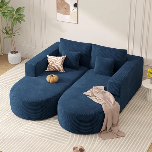 Vista 25 de Sofá cama modular, sofás de nube convertibles para sala de estar, 2 tumbonas de pana sin hueso, sofá cama de gran tamaño para dormitorio,