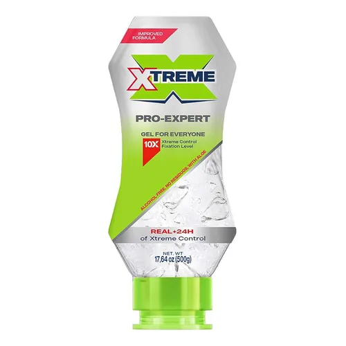 Vista 2 de Xtreme Pro-Expert - Gel transparente para el cabello, sin alcohol, control Xtreme las 24 horas con aloe vera, botella exprimible de 17.63 onzas