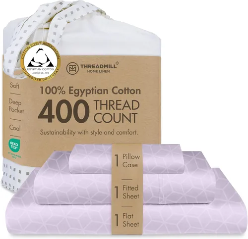 Vista 22 de Threadmill Juego de sábanas de algodón egipcio tamaño individual, sábanas 100% algodón egipcio certificado para cama de tamaño individual, juego