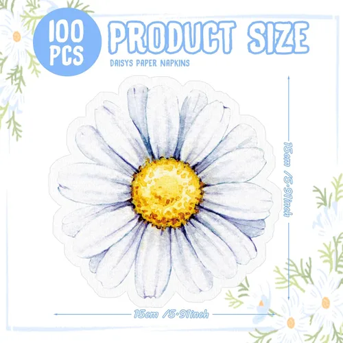 Vista 2 de Kosiz 100 servilletas de papel con forma de flor, servilletas de cóctel florales para fiestas, verano, cumpleaños, suministros para el hogar