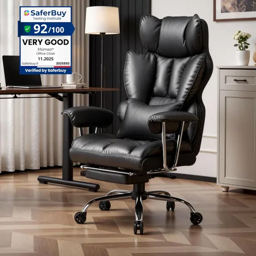 Vista 2 de Efomao Silla de oficina grande y alta, silla ejecutiva de respaldo alto resistente de 400 libras con asiento extra ancho de 23.6 pulgadas, silla