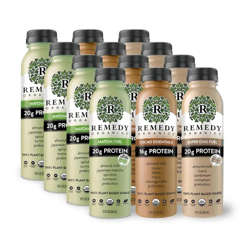 Vista 4 de Remedy Organics Surtido variado de 10 paquetes Batidos de proteínas a base de plantas, listos para beber USDA orgánico, sin gluten, sin lácteos