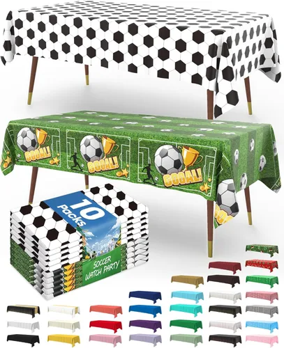 Vista 53 de Pureegg - Juego de 10 manteles de plástico desechables redondos de 84 pulgadas, para fiestas, picnics, bodas, manteles decorativos, redondos, Blanco