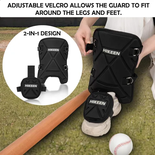 Vista 4 de Hikeen Baseball Leg Guard Batter's Shin and Foot Shield with Adjustable Straps Batting Softball Gear Suitable for Right Hand & Left Hand Hitters