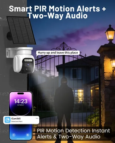 Vista 5 de Cámara de seguridad celular 4G LTE, sin WiFi, cámara inalámbrica solar para exteriores, tarjeta SIM integrada y tarifa mensual de suscripción