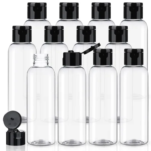 Vista 8 de Zubebe 36 piezas de botellas de viaje de plástico con tapa de disco abatible vacía, contenedores de viaje flexibles recargables para champú