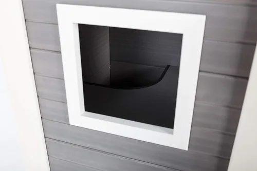 Vista 7 de New Age Pet ECOFLEX - Casa adosada para gatos al aire libre, gris Refugio de gatitos resistente a la intemperie, alternativa de madera espaciosa