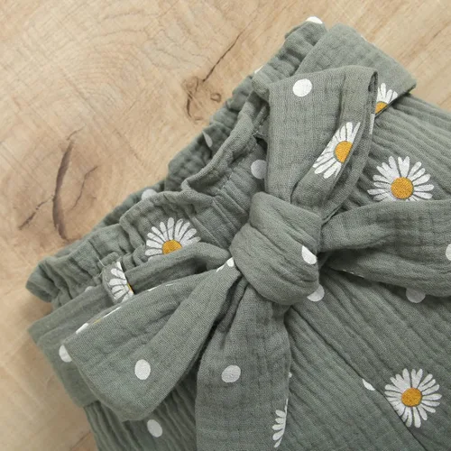 Vista 7 de Sduydiosy Conjunto de ropa de manga larga con estampado de flores para recién nacido, con pantalones con cinturón, diadema, lindo conjunto de ropa