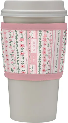 Vista 30 de Sok It HotSok Coffee & Tea - Funda de neopreno con aislamiento reutilizable (floral abstracto)