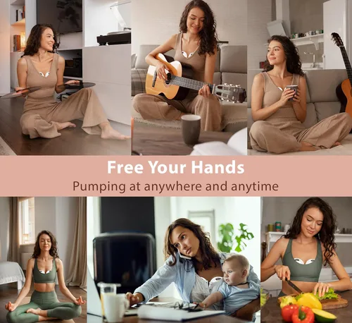 Vista 6 de Extractor de leche portátil mejorado S39 – Extractor de leche portátil de bajo ruido con 4 modos, 12 niveles y función de memoria, doble sellado a