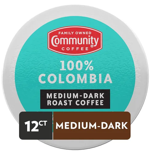 Vista 2 de Community Coffee 100% Colombia - Cápsulas de café de tostado medio oscuro, 12 unidades, compatibles con cafeteras Keurig 2.0 K-Cup, caja de 12