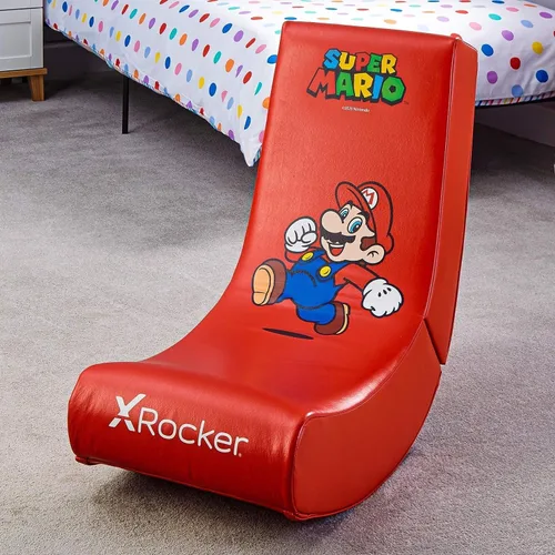 Vista 2 de X Rocker Silla de videojuegos con licencia oficial de Nintendo Super Mario Bros Video Rocker, colección Joy (rojo, Mario)