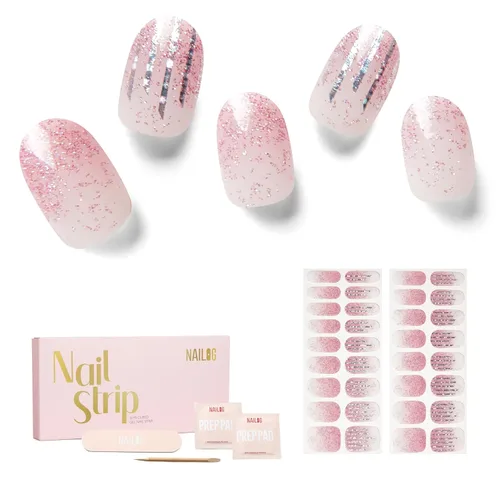 Vista 11 de NAILOG - Tiras de uñas de gel semicuradas, 34 calcomanías de uñas de gel, compra 2 y obtén 1 luz UV, envolturas de uñas de larga duración con Glifos