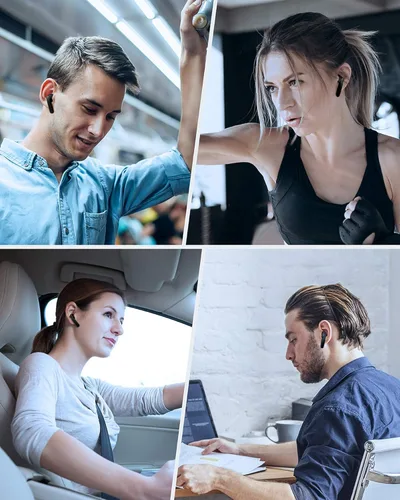 Vista 7 de BEBEN Auriculares inalámbricos verdaderos, auriculares Bluetooth impermeables, auriculares de reproducción cíclica de 35 horas con estuche de carga