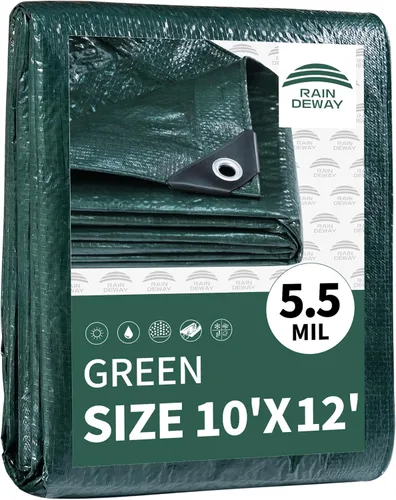 Vista 12 de RAINDEWAY Tarps - Lona impermeable de color azul de 4 x 16 pies de grosor, resistente a desgarros, multiusos, para techo, campamento, automóvil