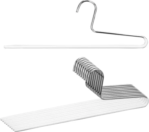 Vista 26 de Mawa by Reston Lloyd - Percha antideslizante para ropa que ahorra espacio con una sola barra para pantalones, estilo KH/1, juego de 30, color rojo