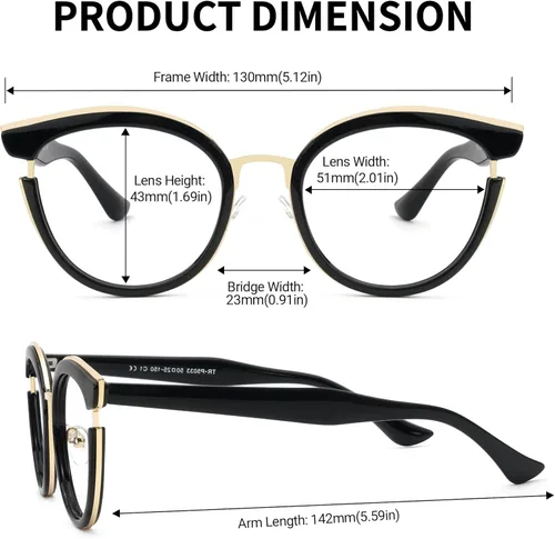 Vista 5 de Zeelool Marco clásico de gafas de ojo de gato con lente transparente sin receta para mujeres ZJGT414068