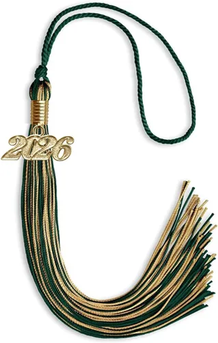 Vista 229 de Endea Graduation - Borla de doble color mixto con fecha dorada (negro/dorado antiguo, 2021)
