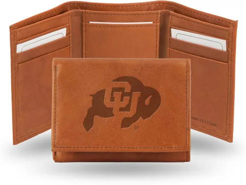 Vista 26 de Rico Industries NCAA Alabama Crimson Tide - Cartera triple de piel en relieve, color marrón