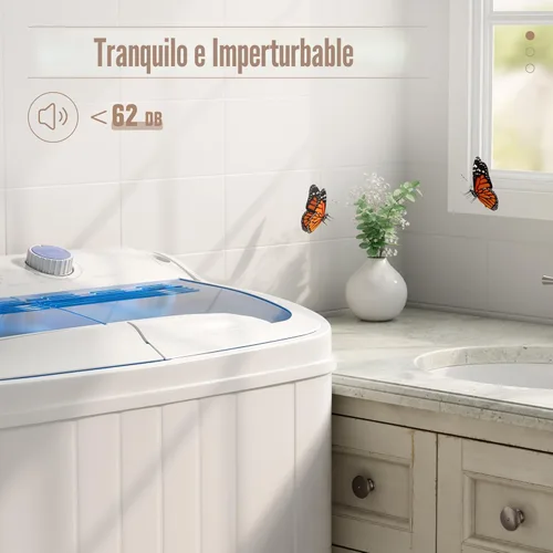 Vista 3 de SUNCROWN - Lavadora portátil de 16 libras, lavadora semiautomática compacta de doble bañera, combo de lavandería mini que ahorra energía