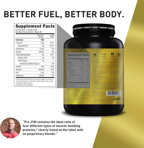 Vista 2 de Pro Jym Supplement Science - Proteína en Polvo de claras de huevo, leche, proteína de suero aislada y caseina micelar