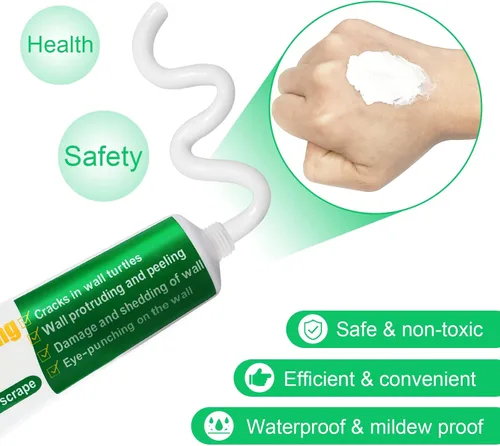 Vista 2 de Kit de reparación de pared con raspador, kit de reparación de paneles de yeso, agente de reparación de pared Safemend, parche de pared de yeso