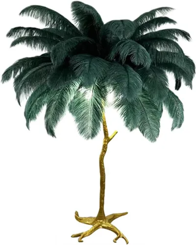 Vista 17 de Lámpara de plumas de avestruz, lámpara de plumas de resina con plumas de avestruz naturales (contiene fuentes de luz) tiene interruptor de pie