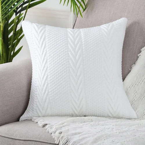 Vista 7 de MANDIOO Fundas de almohada decorativas de punto de algodón, suaves y acogedoras, fundas de cojín para exteriores, fundas de almohada modernas
