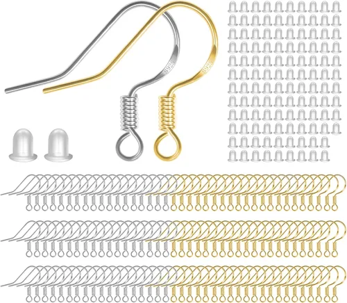 Vista 8 de MENKEY - Ganchos para aretes de oro de ley 925, 120 unidades/60 pares, cables de gancho de pez hipoalergénicos para hacer joyas, piezas